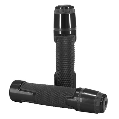 Revêtement poignée moto Avoc antidérapante noir anodisé avec embout de guidon Yamaha 700 MT-07 (x2)