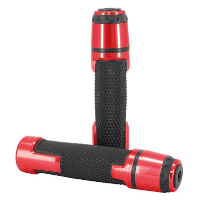Revêtement poignée moto AVOC antidérapant avec embout de guidon adaptable pour Yamaha 700 MT-07 rouge anodisé (x2)