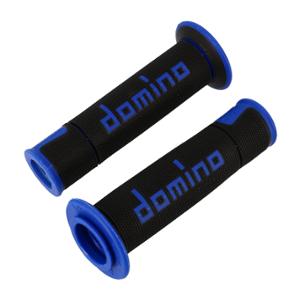 Revêtement/poignée DOMINO A450 noir/bleu (x2) débouche pour embout guidon