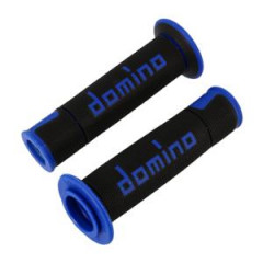 Revêtement/poignée DOMINO A450 noir/bleu (x2) débouche pour embout guidon