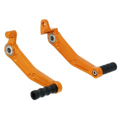 Sélecteur de vitesse et pédale de frein arrière Avoc alu CNC anodisé orange embout noir (paire) pour KTM 125 Duke
