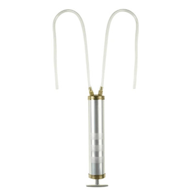 Seringue double action PRESSOL aluminium 500ml avec 2 flexibles (1 flexible d'aspiration, 1 flexible de refoulement)