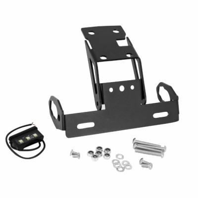 Support de plaque MOTO AVOC court alu noir (avec éclairage LED) pour Kawasaki 650 Z650