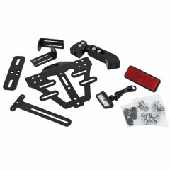 Support de plaque immatriculation AVOC M2 alu noir avec éclairage de plaque et support de clignotant