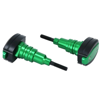 Tampon de protection AVOC alu CNC anodisé vert-noir D.10mm (paire) pour Kawasaki 900 Z900, 650 Z650