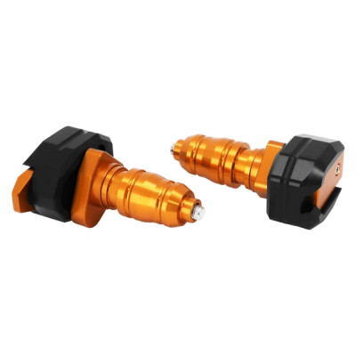 Tampon de protection AVOC alu CNC anodisé orange-noir D.8mm (paire) pour moto KTM 125 Duke