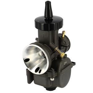 Carburateur adaptable type PWK corps rond 24 avec power jet (boisseau plat/starter tirette) gris