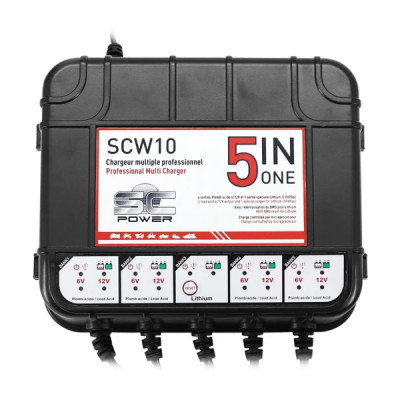 Chargeur de batterie adaptable SC Power SCW10 12V courant de sortie 2A avec pinces crocodiles et câble OBD II