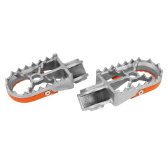 Repose-pied Buzzetti acier argent/orange pour Moto KTM