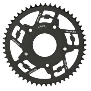 Couronne DOPPLER Acier 420 53 dents D62 5 FI pour Mecaboite PEUGEOT NK7 50cc, XPS 50cc, XR7 50cc, RIEJU RRX 50cc, SMX 50cc, SPIKE 50cc