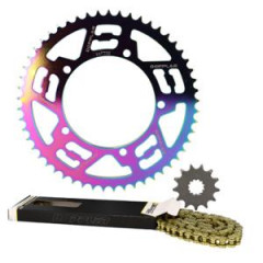 Kit chaine DOPPLER alu 428 13x53 dents D110 Fix 5 Neochrome pour SHERCO SE-R 50cc, SM-R 50cc