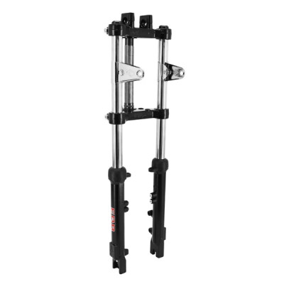 Fourche EBR noire hydraulique diamètre 28mm avec fixation pour frein à disque entraxe 60mm pour Peugeot 103, MBK 51