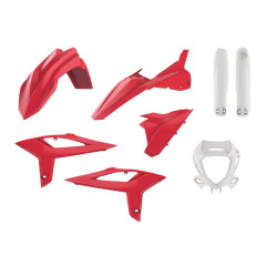 Carrosserie Carenage POLISPORT Rouges/Blancs Kit Plastiques 8 pièces pour Moto BETA RR 125, 250, 350, 390, 400, 480 2020-2022