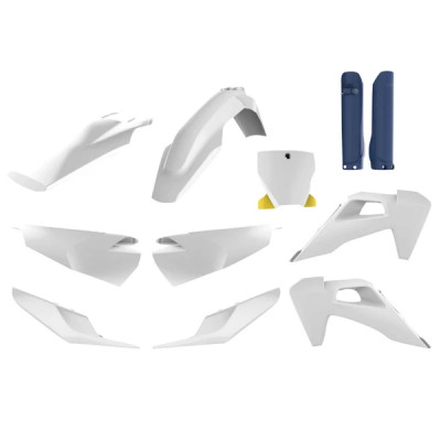 Carrosserie/Carenage POLISPORT Kit plastiques 11 pièces Blanc pour Moto HUSQVARNA TC 125, FC 250, FC 350, FC 450 2019-2022