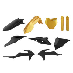 Kit plastiques POLISPORT Carrosserie/Carenage noir/or 10 pièces KTM 125, 250 SX, 250, 450 SX-F, 250 XC, 450 XC-F 2019+2022