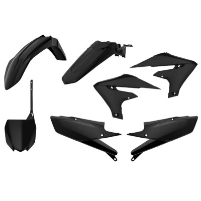Carrosserie/Carenage POLISPORT Noir (Kit plastiques 7 pièces) pour Moto YAMAHA YZ F 250 cc et YZ F 450 cc 2018 à 2022