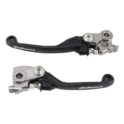 Levier de frein/embrayage POLISPORT rétractable/pivot incassable noir (paire) pour Honda CRF R 450 cc, CRF RX 450 cc 2021+