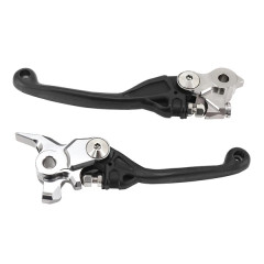 Levier de frein/embrayage POLISPORT rétractable pivot incassable noir (paire) pour KTM 125-150 SX 2014-2015, 125-200 EXC 2014-2015, HUSQVARNA 250-350-450 FC 2019+, 125-250 TC 2019+