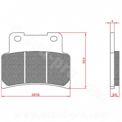 Plaquettes de frein BRENTA Homologuées ECE R90 BR3098 pour YAMAHA YZF 125 cc, MT 125 cc, KYMCO XCITING I 400 cc, SYM MAXSYM 400 cc, APRILIA RS 125 cc