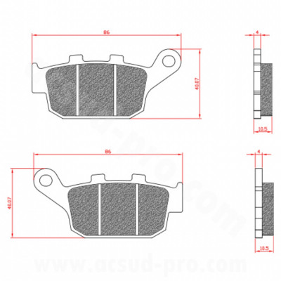 Plaquettes de frein BRENTA homologuées ECE R90 AR pour Maxi Scooter, Moto HONDA Pantheon 125-150, Transalp, Africa Twin, Buell, Triumph (BR3073)