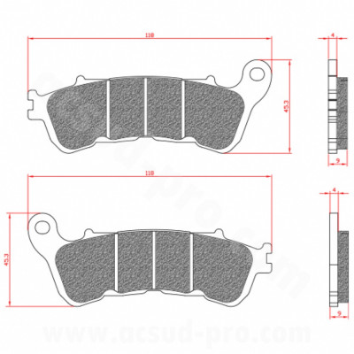 Plaquettes de frein BRENTA homologuées ECE R90 BR3081 pour Maxi Scooter HONDA SH 125 / 300cc, SWING 2008-2013, SUZUKI BURGMAN 125cc 2007-2013