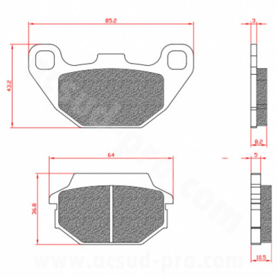 Plaquettes de frein BRENTA Homologuées ECE R90 BR3049 pour Maxi Scooter KYMCO AGILITY R16 125 cc, PEOPLE 125 cc, SUPER 8 125 cc, SYM JOYRIDE 125 cc, HD 125 cc