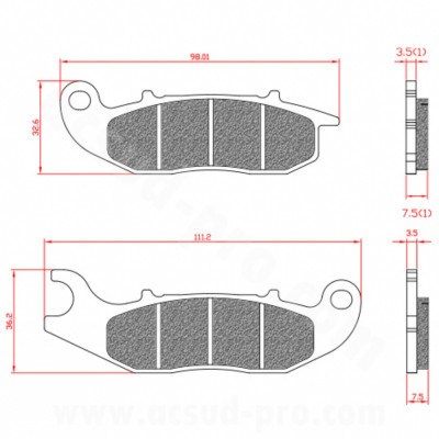 Plaquettes de frein BRENTA homologuée ECE R90 OEM : 1C000760 pour Scooter 50cc, Maxi Scooter, PIAGGIO, DERBI, HONDA