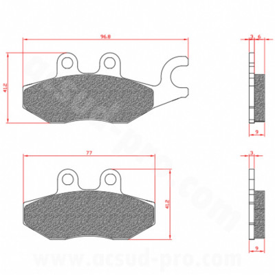 Plaquettes de frein BRENTA homologuées ECE R90 (OEM : 647079) pour Maxi Scooter PIAGGIO FLY / BEVERLY 125 / X7 / X8 / MP3 / VESPA GTS 125 / 250 / 300 CC