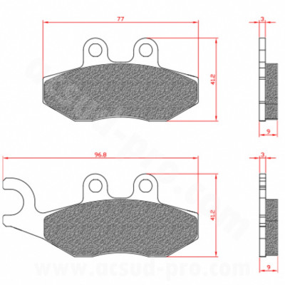 Plaquettes de frein BRENTA Homologuées ECE R90 OEM : 647078 pour Piaggio Fly 50, Beverly 125, X7, X8, MP3, Vespa GTS 125, 250, 300 et Peugeot Citystar AV