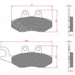 Plaquettes de frein BRENTA Homologuées ECE R90 OEM : 647078 pour Piaggio Fly 50, Beverly 125, X7, X8, MP3, Vespa GTS 125, 250, 300 et Peugeot Citystar AV