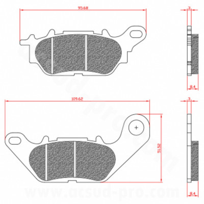 Plaquettes de frein BRENTA Homologuées ECE R90 Arrière pour Maxi Scooter YAMAHA NMAX 125-155CC, TRICITY 125-155CC, YBR 125CC - Réf BR3152