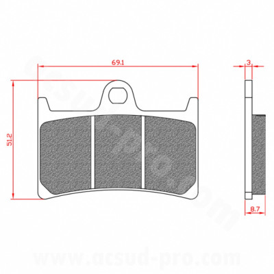 Plaquettes de frein BRENTA Homologuées ECE R90 pour Maxi Scooter YAMAHA T-MAX 500, T-MAX 530, T-MAX 560 - Référence BR3094