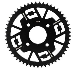 Couronne DOPPLER Acier 20 dents 420 D58 - 4 fixations noir pour Mecaboite MASAI ULTIMATE 50cc, DIRTY-RIDER 50cc