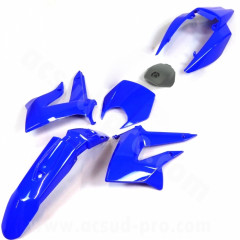 Kit carrosserie adaptable bleu brillant (6 pièces) avec trappe essence noir pour DERBI SENDA DRD X-TREME (2011-2017)