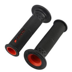 Revêtement poignée ARIETE Estoril noir rouge 120mm débouché pour embout de guidon