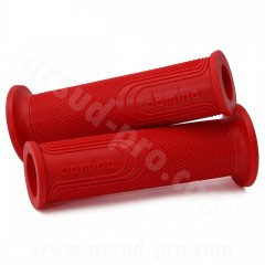 Revêtement poignée DOMINO rouge débouché pour embout guidon L: 120mm