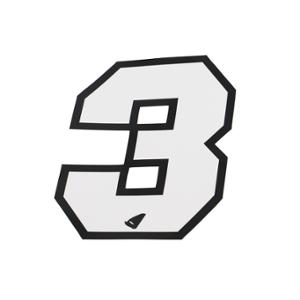 Autocollant numéro adaptable Blanc contour Noir hauteur 13 cm (x5)