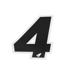 Autocollant adaptable Numéro Cross 4 Noir Contour Blanc Hauteur 13 cm (x5)