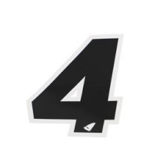 Autocollant adaptable Numéro Cross 4 Noir Contour Blanc Hauteur 13 cm (x5)
