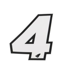 Autocollant numéro 4 adaptable blanc contour noir hauteur 13 cm (x5)