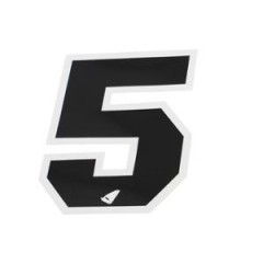 Autocollant numéro cross 5 adaptable noir contour blanc hauteur 13 cm (x5)