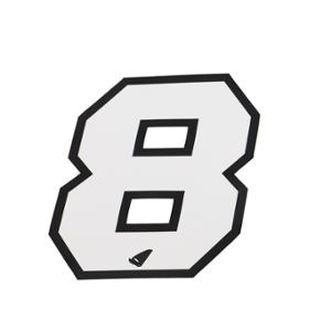 Autocollant numéro adaptable blanc contour noir hauteur 13 cm (x5)