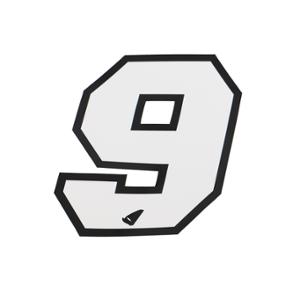 Autocollant numéro adaptable blanc contour noir hauteur 13 cm (x5)