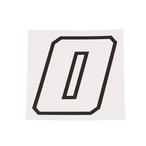 Autocollant Adaptable Numéro de Course 0 Blanc Contour Noir 10 cm