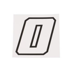 Autocollant Adaptable Numéro de Course 0 Blanc Contour Noir 10 cm