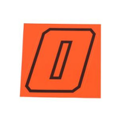 Autocollant numéro de course adaptable rouge fluo contour noir hauteur 10 cm