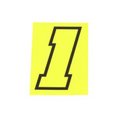 Autocollant numéro de course adaptable Jaune fluo contour noir 10 cm