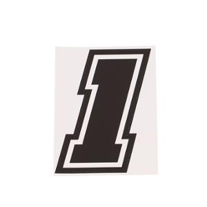 Autocollant numéro de course adaptable Noir Contour Blanc Hauteur 10 cm