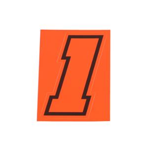 Autocollant numéro de course adaptable Rouge fluo contour noir 10 cm