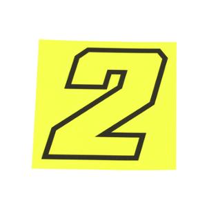 Autocollant numéro de course adaptable Jaune fluo contour noir 10 cm
